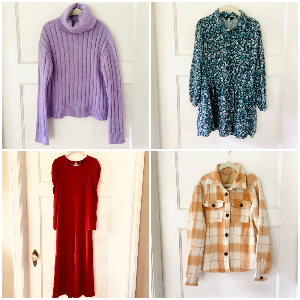 Girls Clothes Lot Of 4 Size M 7-8 Jumper Dress Plaid Shaket Sweater School Fall